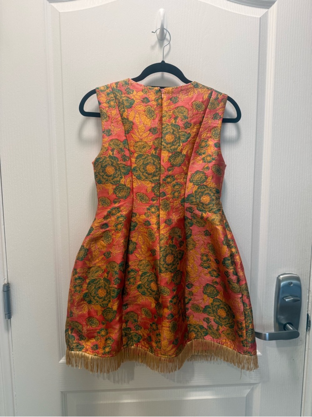Maude Club Felicity Floral Jacquard fringe mini Dress in Berry size S NWT - Picture 6 of 8